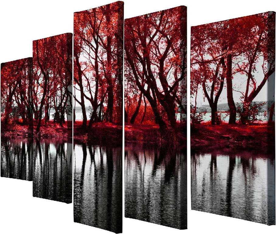 5dílný obraz na plátně Red Leaves Wallity