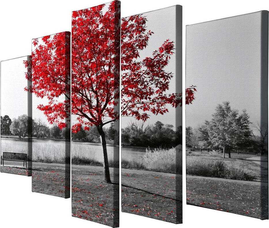 5dílný obraz na plátně Red Tree Wallity