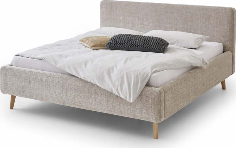 Béžová čalouněná dvoulůžková postel 160x200 cm Mattis - Meise Möbel Meise Möbel