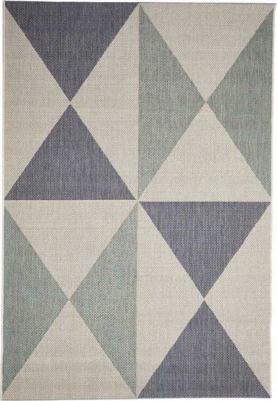 Béžovo-modrý venkovní koberec Floorita Geo