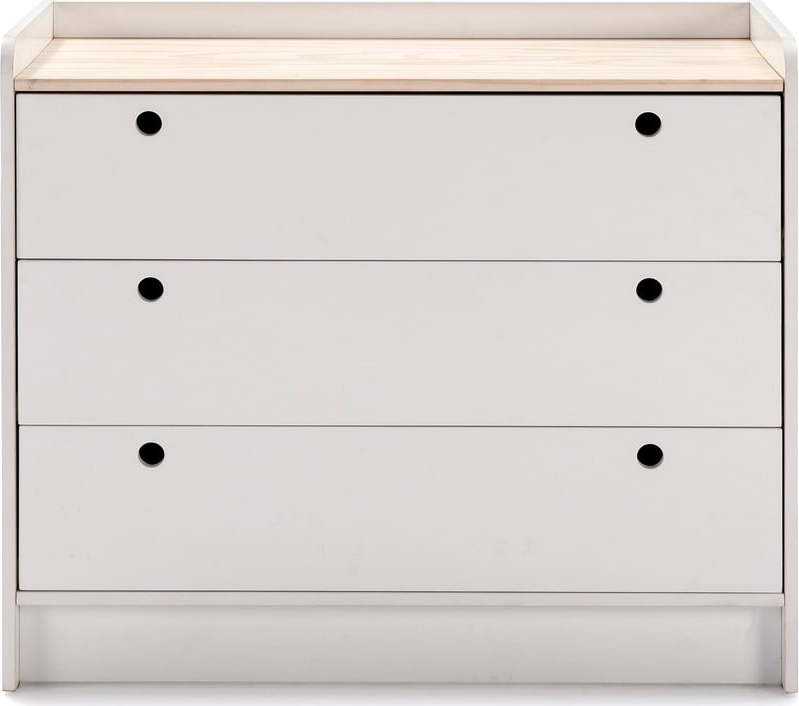 Bílá komoda se 3 zásuvkami Marckeric Monte Marckeric