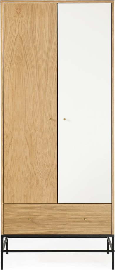 Bílá šatní skříň v dekoru dubu 80x190 cm Flora - Woodman Woodman