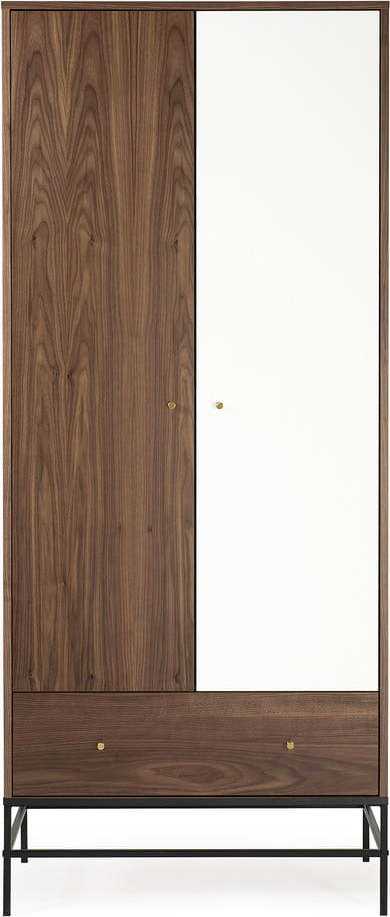 Bílá šatní skříň v dekoru ořechu 80x190 cm Flora - Woodman Woodman