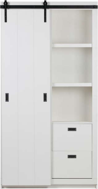 Bílá šatní skříň z borovicového dřeva s posuvnými dveřmi 122x232 cm Slide - vtwonen vtwonen