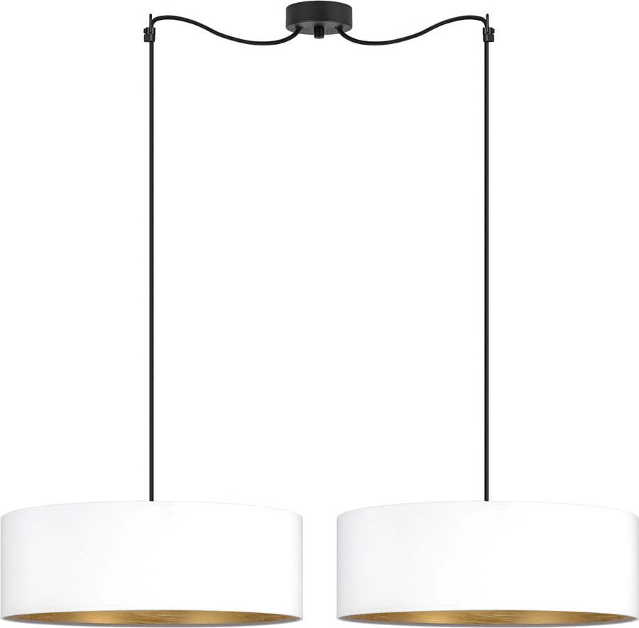 Bílé dvouramenné závěsné svítidlo s detailem ve zlaté barvě Sotto Luce Tres S