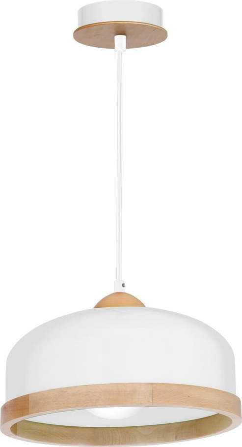 Bílé závěsné svítidlo s dřevěnými detaily Homemania Studio Uno Homemania Decor