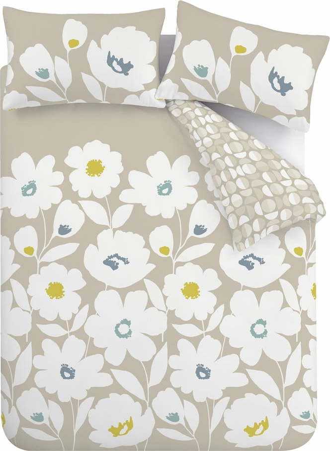 Bílo-béžové povlečení na dvoulůžko 200x200 cm Craft Floral - Catherine Lansfield Catherine Lansfield