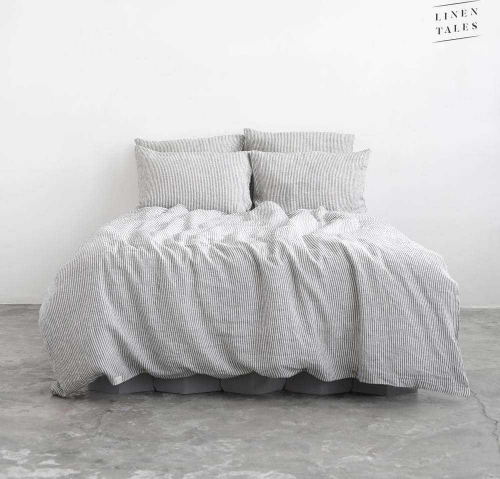 Bílo-černé lněné povlečení 200x140 cm - Linen Tales Linen Tales