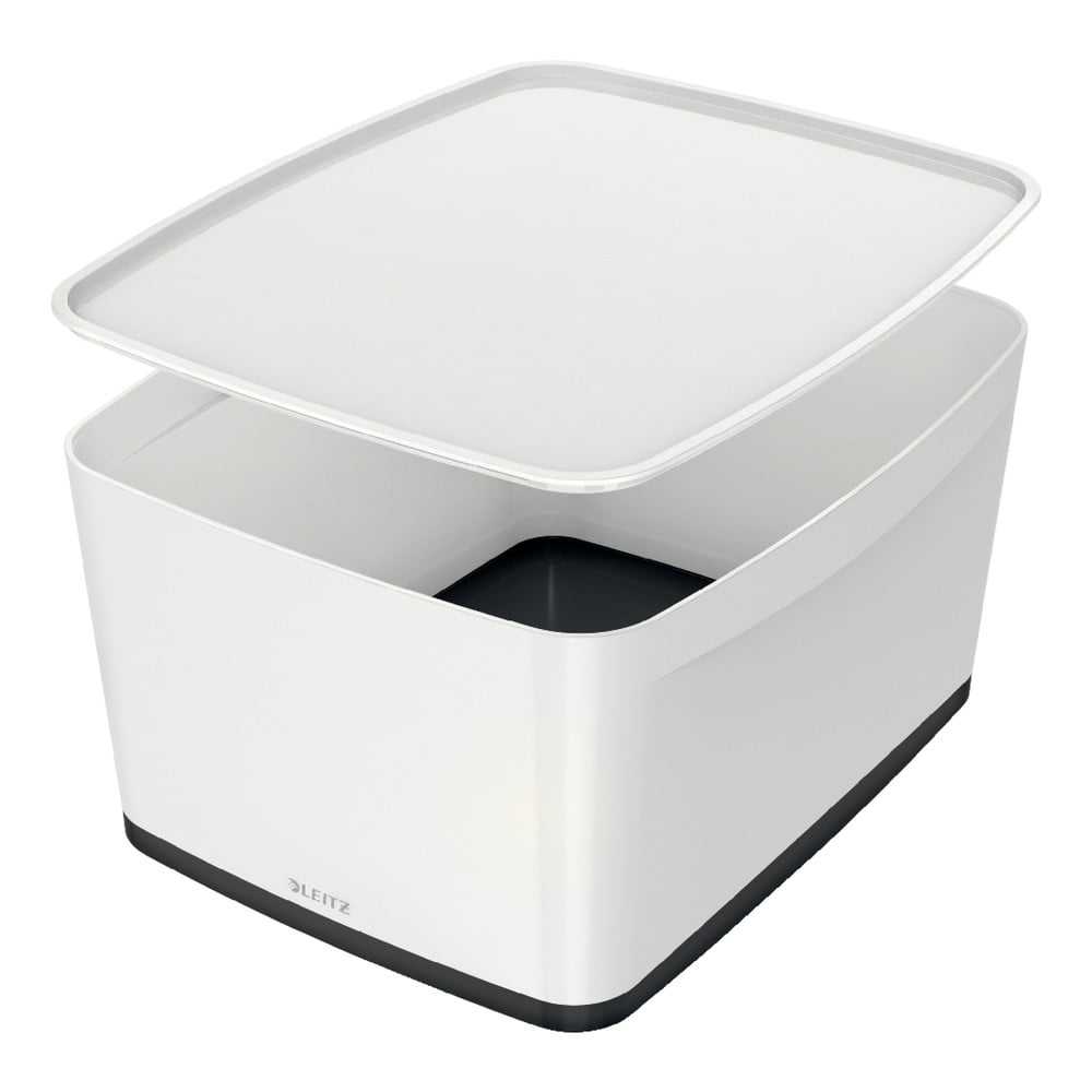 Bílo-černý plastový úložný box s víkem MyBox - Leitz Leitz