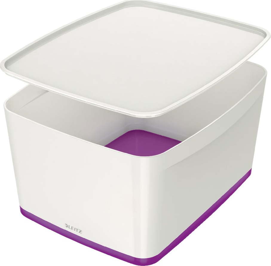 Bílo-fialový plastový úložný box s víkem MyBox - Leitz Leitz