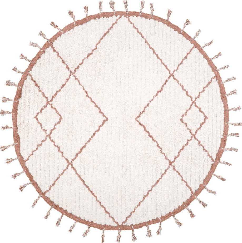 Bílo-hnědý bavlněný ručně vyrobený koberec Nattiot Come