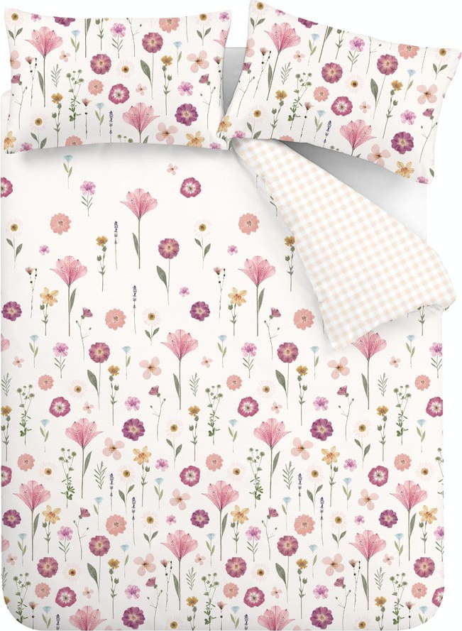 Bílo-růžové povlečení Catherine Lansfield Wild Flowers