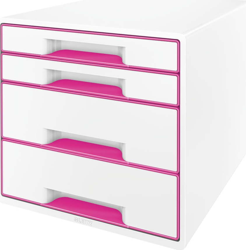 Bílo-růžový zásuvkový box Leitz WOW CUBE