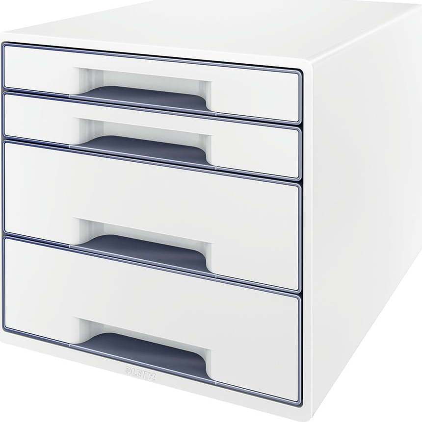 Bílo-šedý zásuvkový box Leitz WOW CUBE