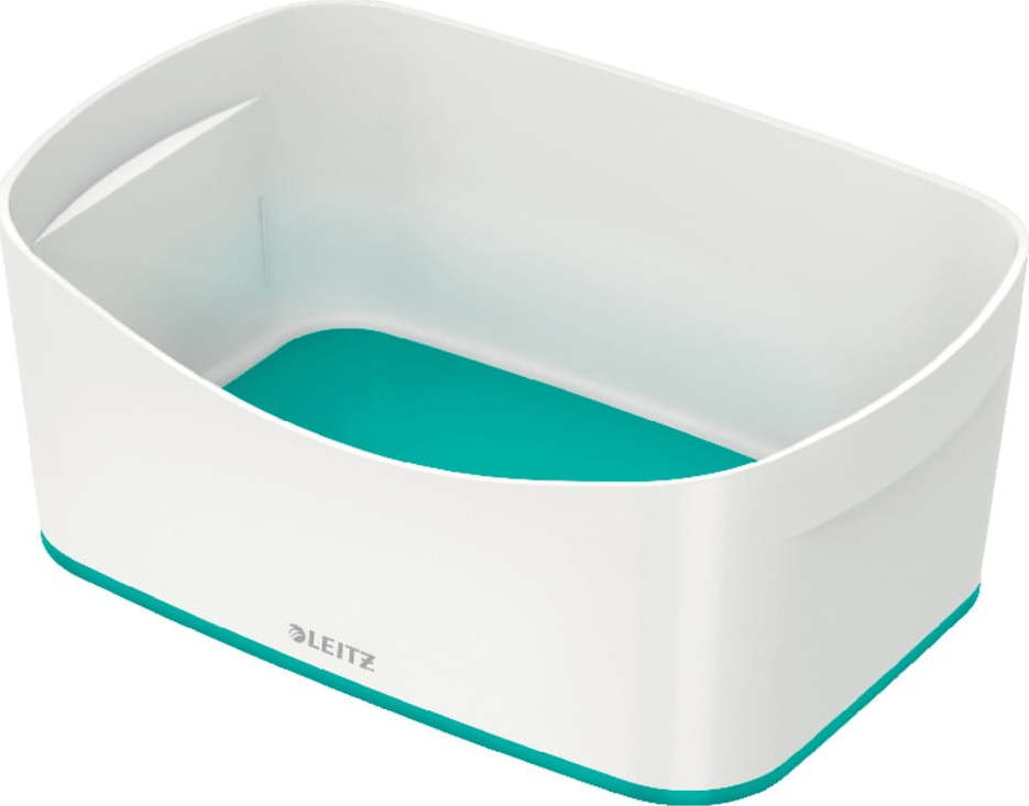 Bílo-tyrkysový plastový úložný box MyBox - Leitz Leitz