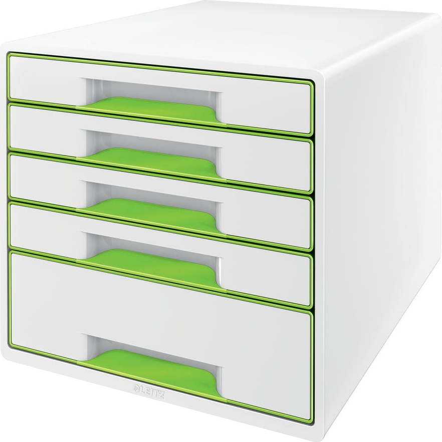 Bílo-zelený zásuvkový box Leitz WOW CUBE