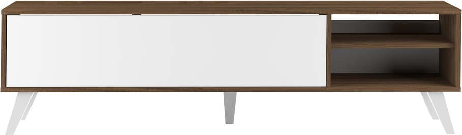 Bílý TV stolek v dekoru ořechu 165x43 cm Prism - TemaHome TemaHome