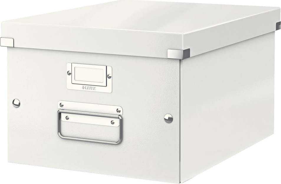 Bílý kartonový úložný box s víkem Click&Store - Leitz Leitz