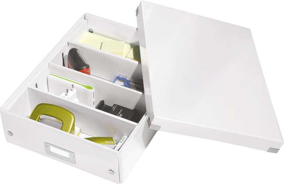 Bílý kartonový úložný box s víkem Click&Store - Leitz Leitz