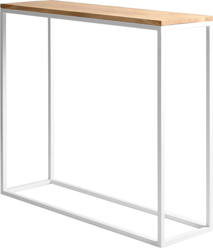 Bílý konzolový stolek s dubovou deskou CustomForm Julita CustomForm
