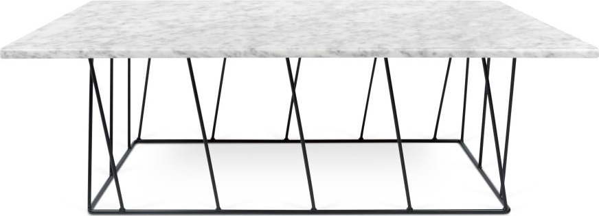 Bílý mramorový konferenční stolek s černými nohami TemaHome Helix