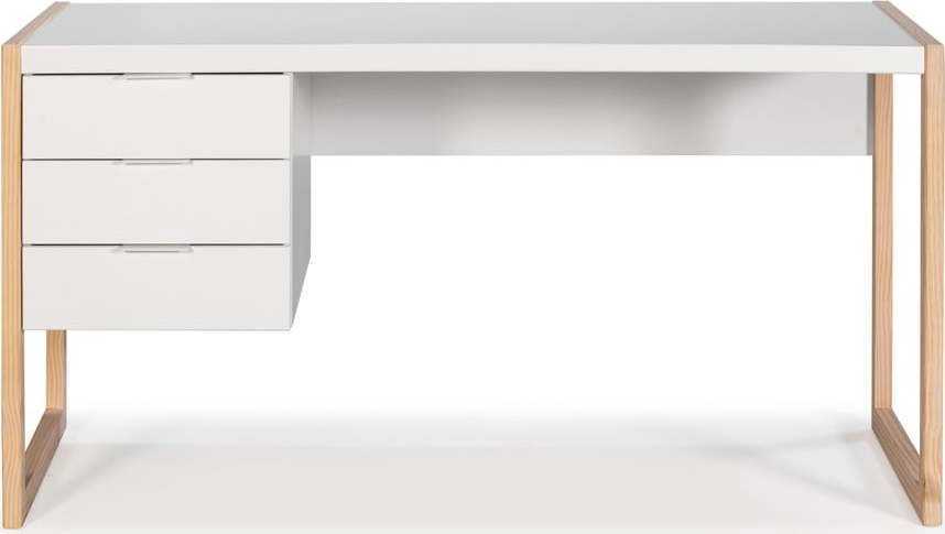 Bílý psací stůl s nohami z borovicového dřeva Marckeric Frank Marckeric