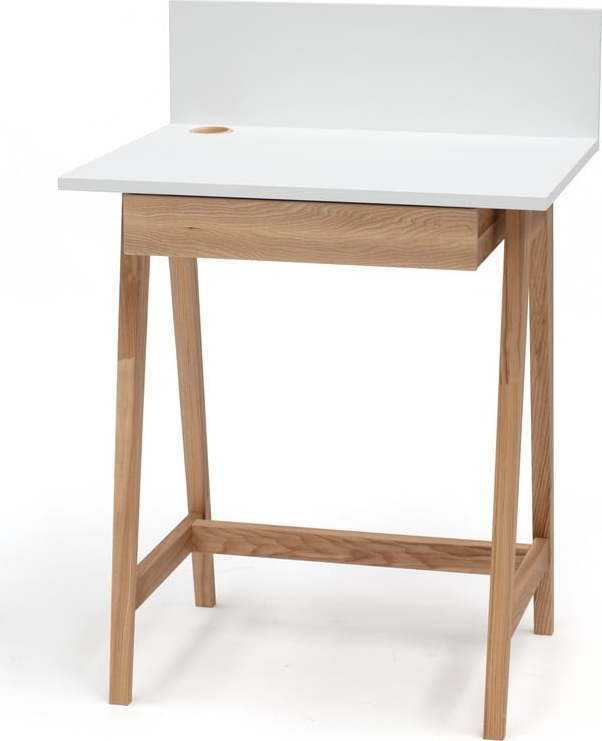 Bílý psací stůl s podnožím z jasanového dřeva Ragaba Luka