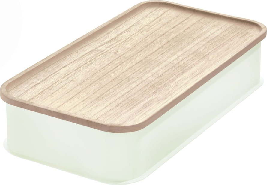 Bílý úložný box s víkem ze dřeva paulownia iDesign Eco