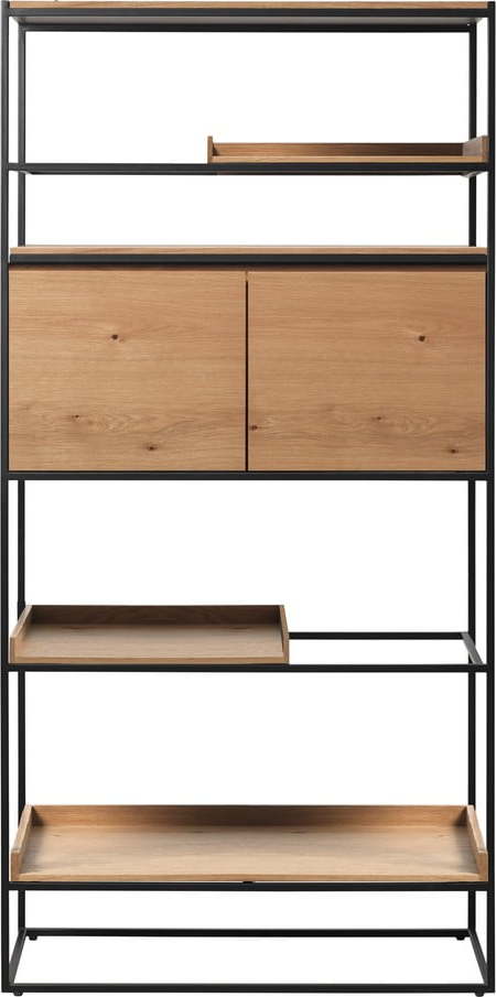 Černá knihovna v dekoru dubu 90x180 cm Rivoli - Unique Furniture Unique Furniture