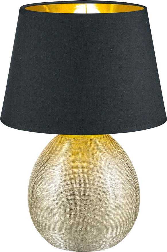 Černá stolní lampa z keramiky a tkaniny Trio Luxor