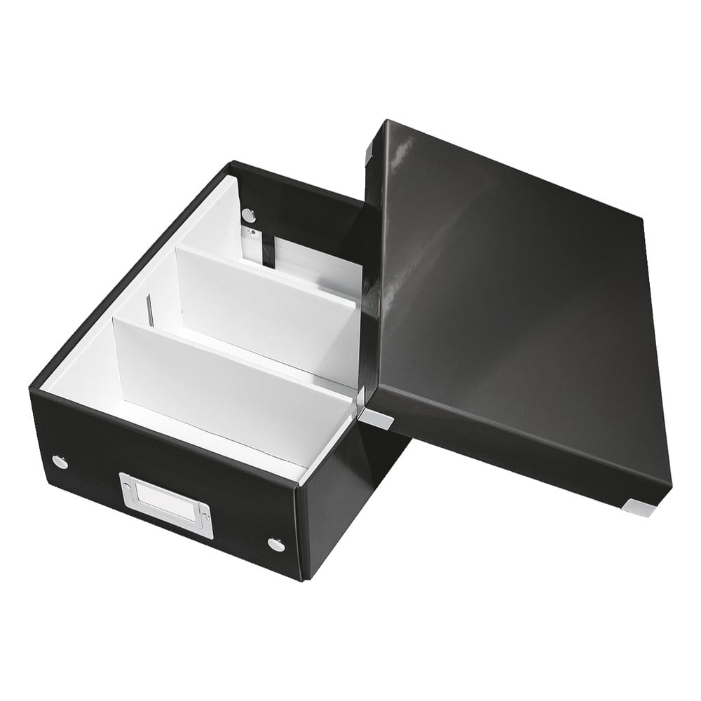 Černý kartonový úložný box s víkem Click&Store - Leitz Leitz