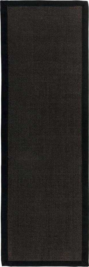 Černý koberec běhoun 240x68 cm Sisal - Asiatic Carpets Asiatic Carpets