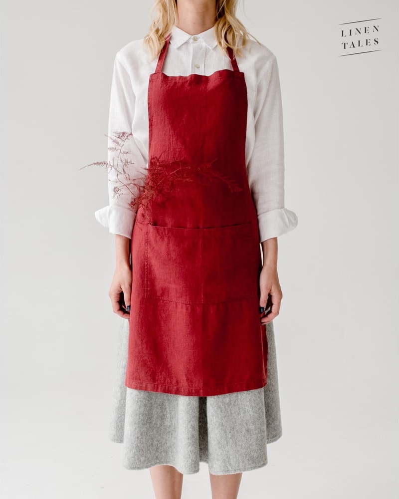 Červená lněná zástěra Linen Tales Daily Apron