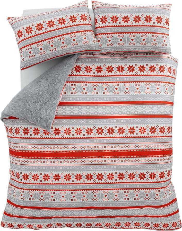 Červeno-šedé povlečení 200x200 cm So Soft - Catherine Lansfield Catherine Lansfield