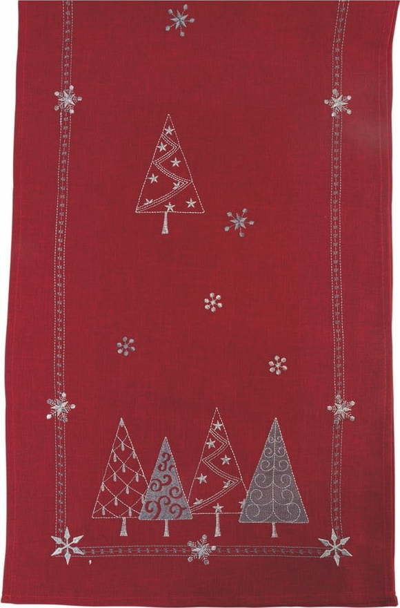 Červený vánoční běhoun na stůl Villa d'Este Xmas Geometric