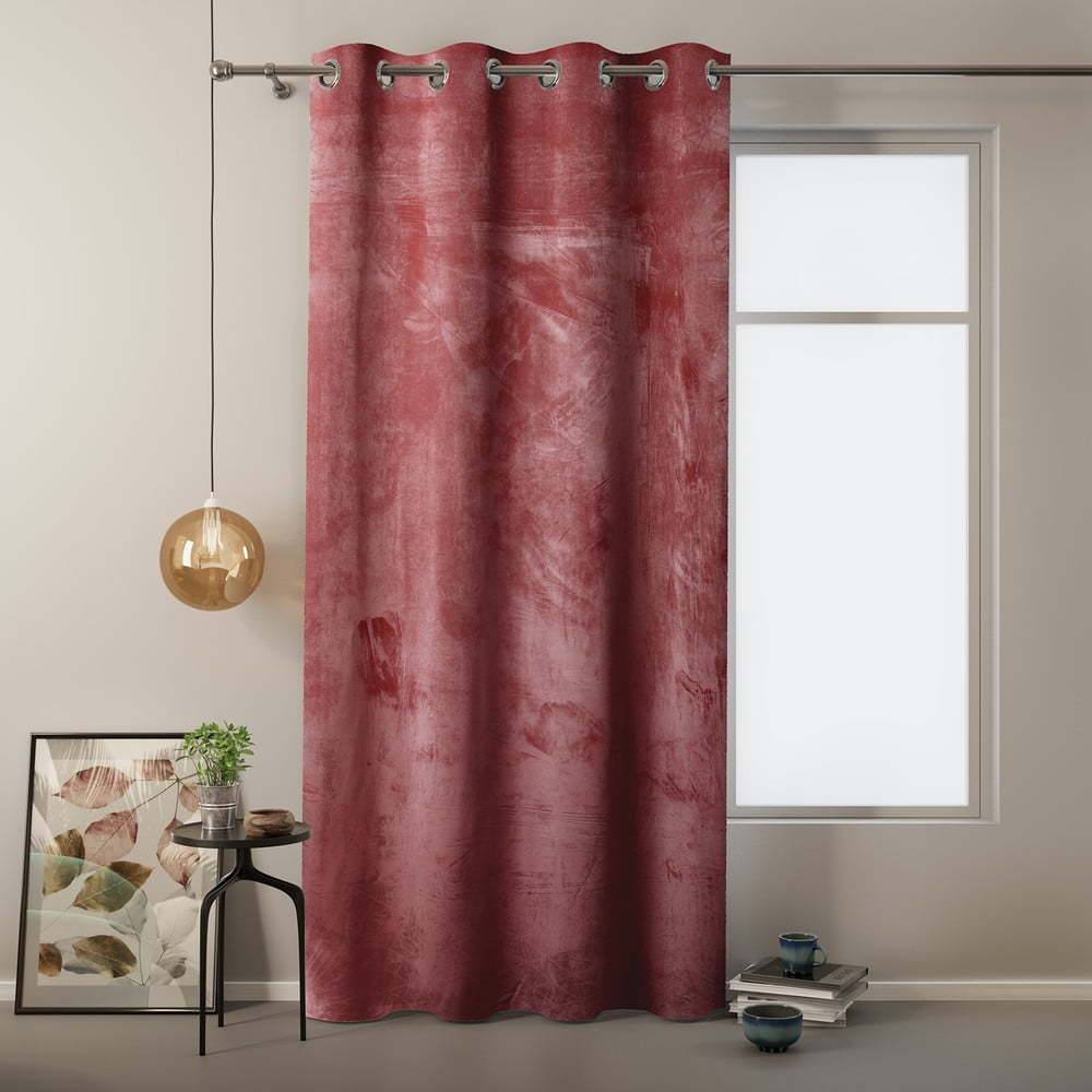 Červený závěs se sametovým povrchem AmeliaHome Velvet