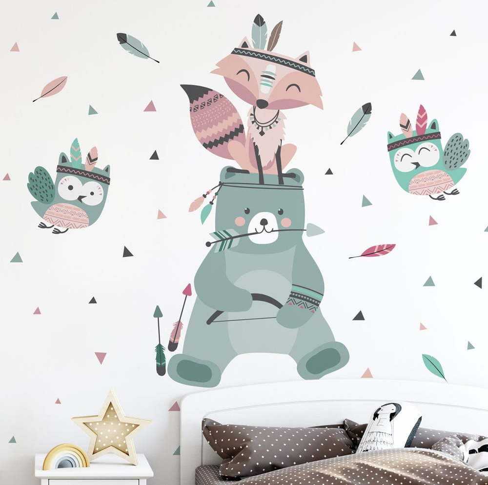 Dětské samolepky na zeď Ambiance Bear Indian Calm Ambiance