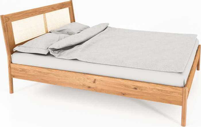Dvoulůžková postel z dubového dřeva s ratanovým čelem 180x200 cm Pola - The Beds The Beds