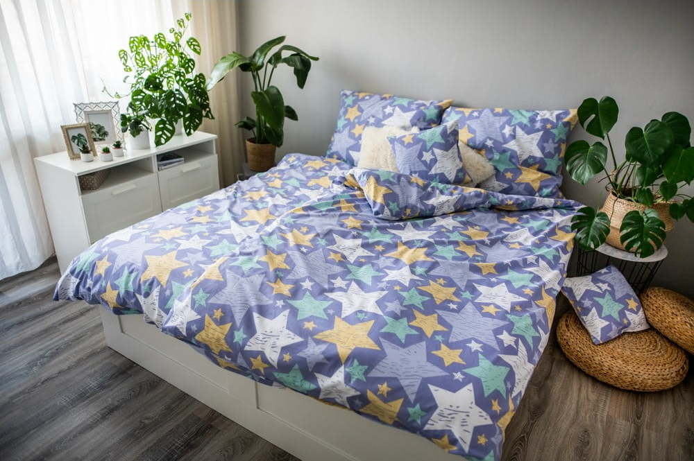 Fialové bavlněné povlečení Cotton House Stars