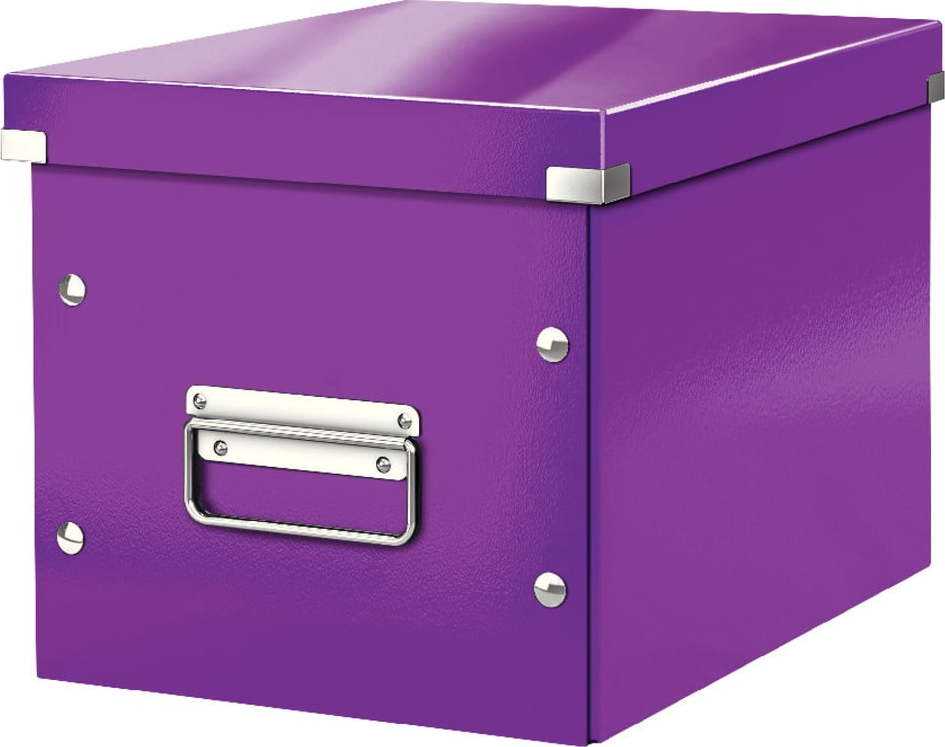 Fialový kartonový úložný box s víkem Click&Store - Leitz Leitz
