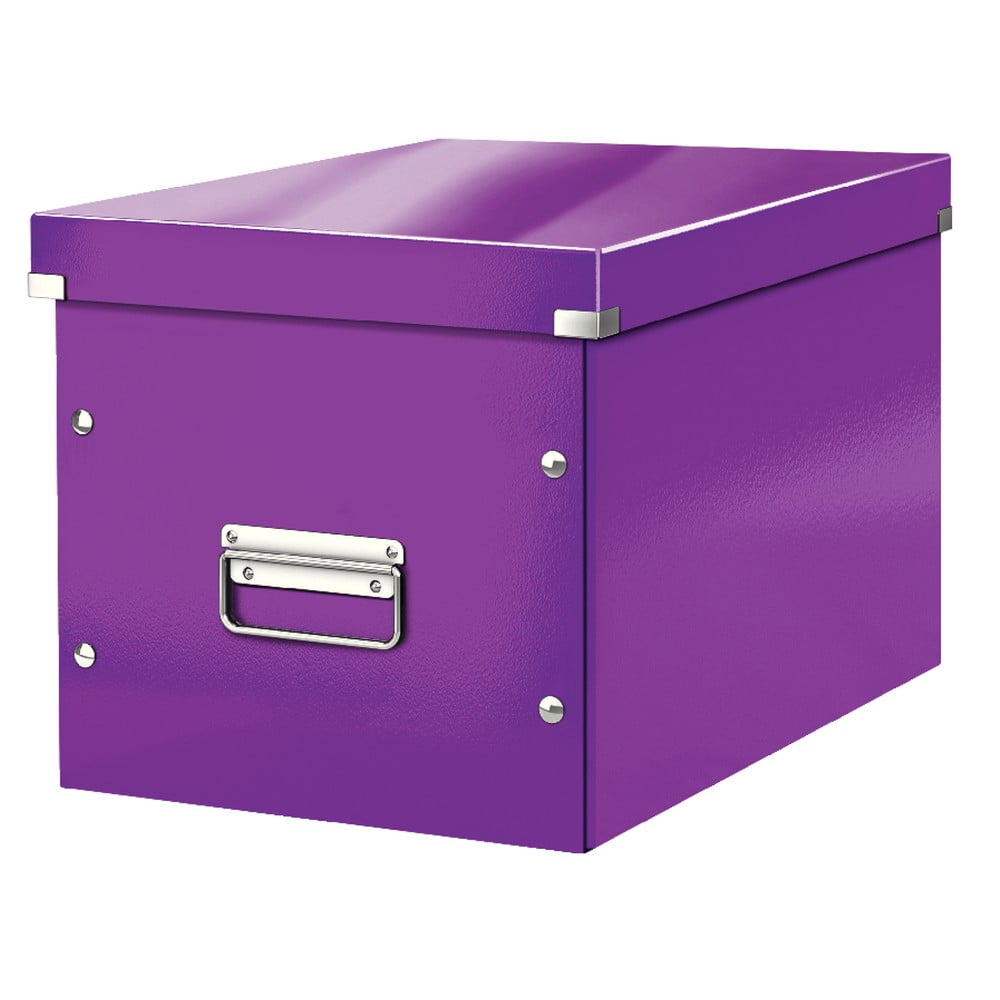 Fialový kartonový úložný box s víkem Click&Store - Leitz Leitz