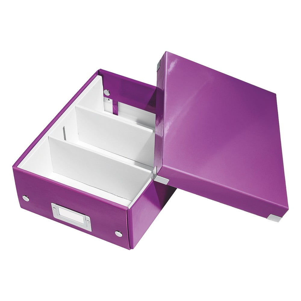 Fialový kartonový úložný box s víkem Click&Store - Leitz Leitz