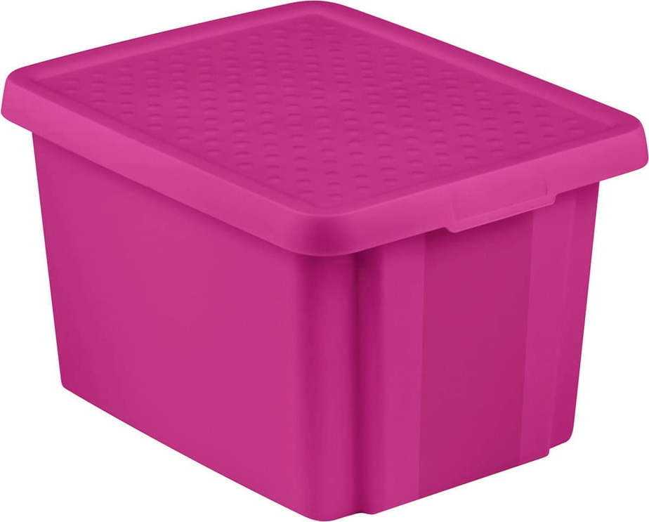 Fialový úložný box s víkem Curver Essentials