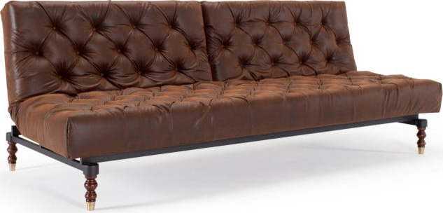 Hnědá rozkládací pohovka Innovation Oldschool Leather Look Brown Vintage Innovation