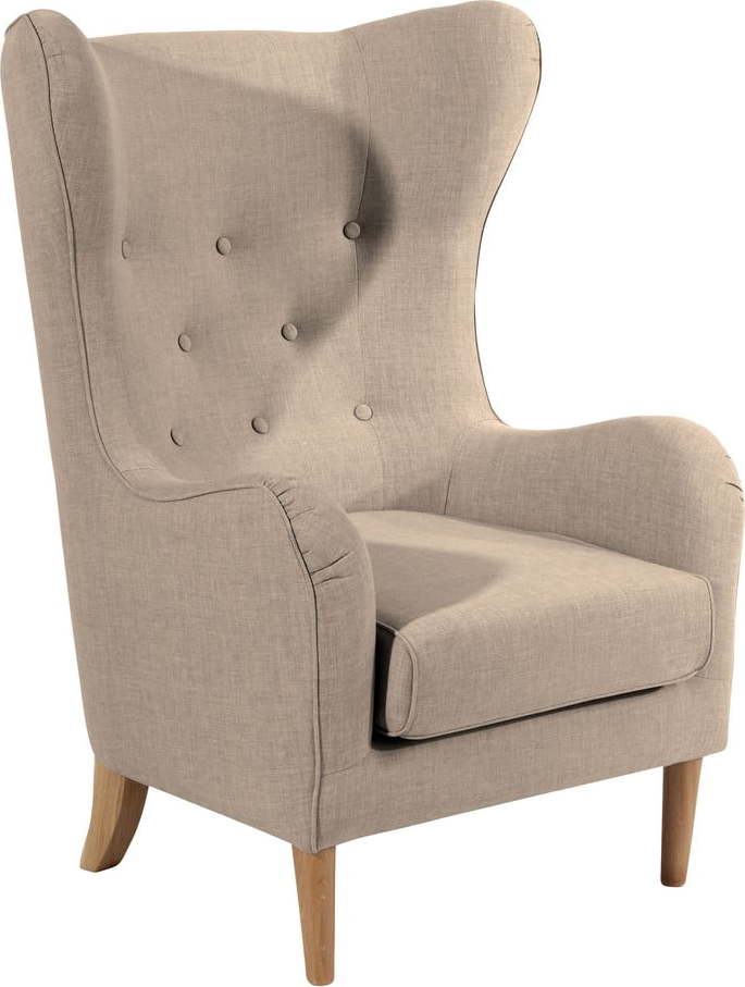 Hnědé křeslo ušák Max Winzer Miriam Linen Max Winzer