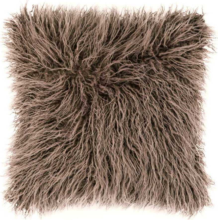 Hnědý chlupatý polštář Tiseco Home Studio Mohair