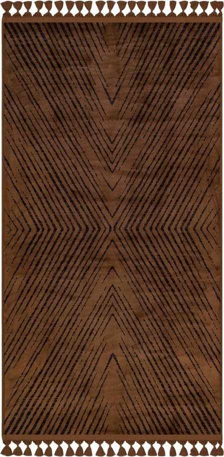 Hnědý pratelný koberec běhoun 200x80 cm - Vitaus Vitaus
