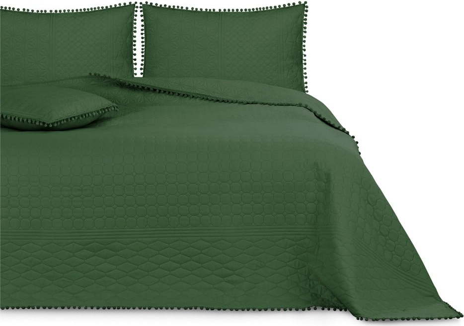 Lahvově zelený přehoz na postel AmeliaHome Meadore
