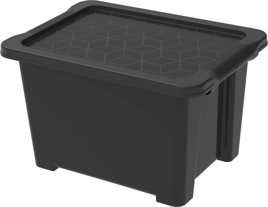 Leskle černý plastový úložný box s víkem Evo Easy - Rotho ROTHO