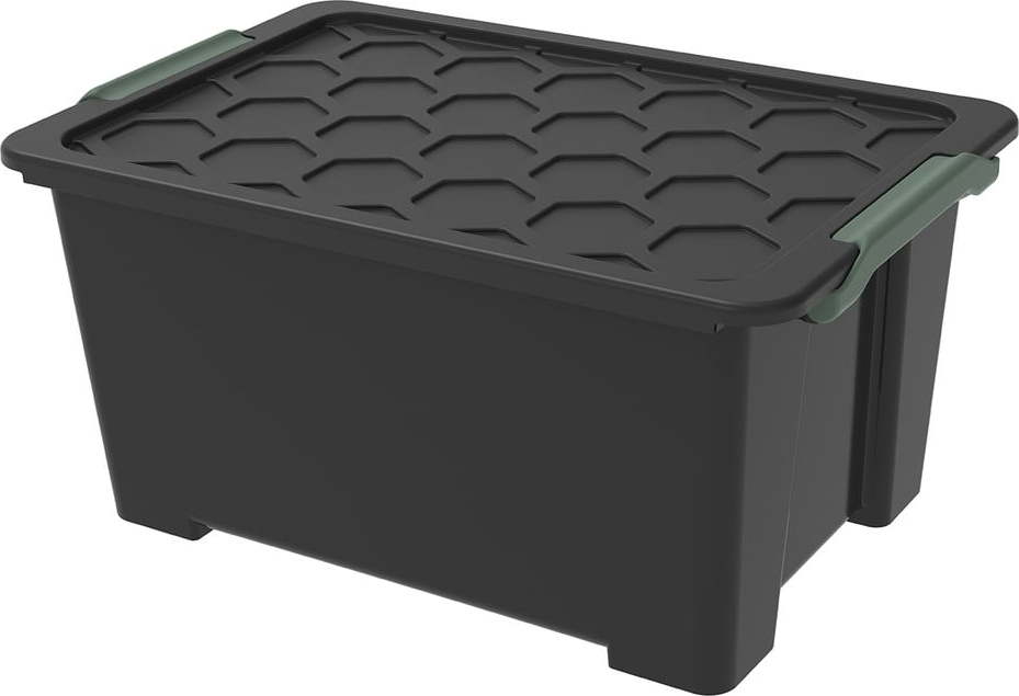 Leskle černý plastový úložný box s víkem Evo Safe - Rotho ROTHO